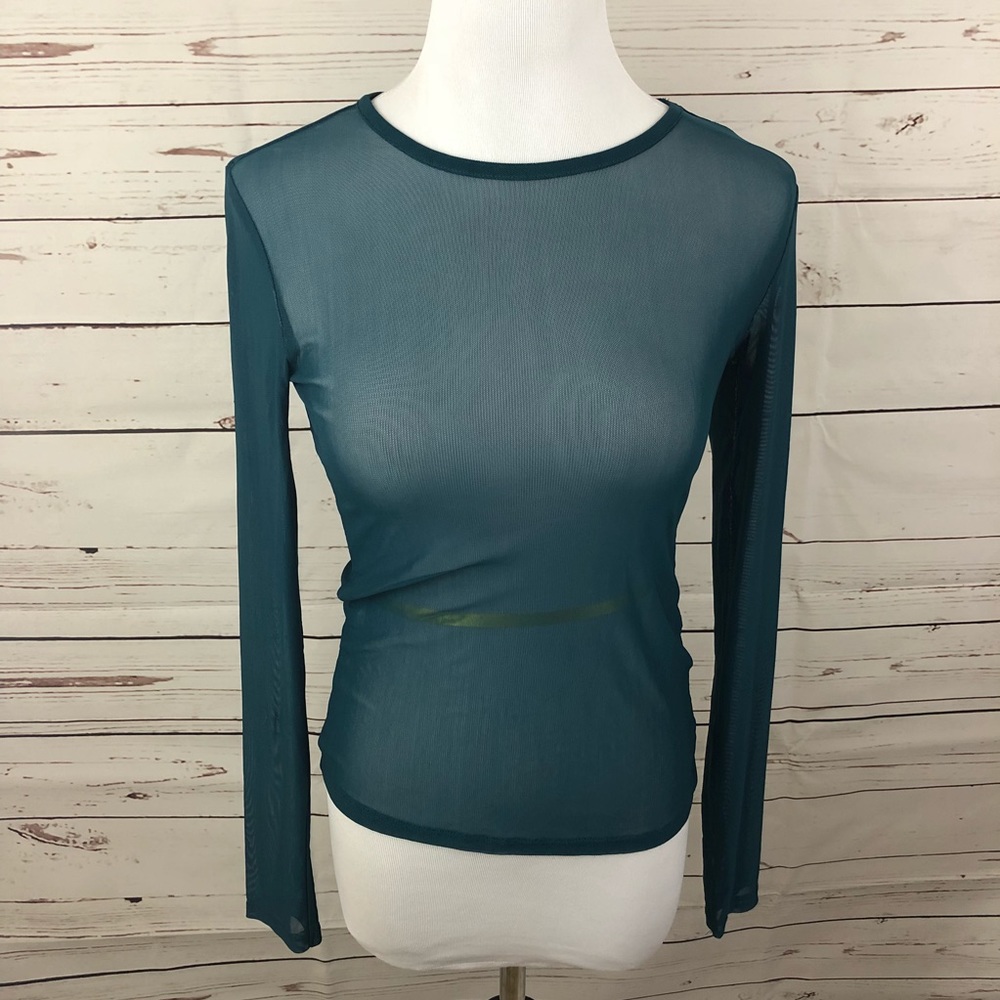 DIVIDED size S sheer dark turquoise long sleeve